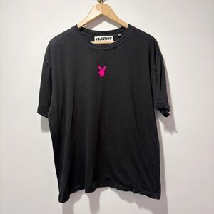 Playboy x PacSun Black Short Sleeve T-Shirt Men’s Size Large Hot Pink Bunny Logo